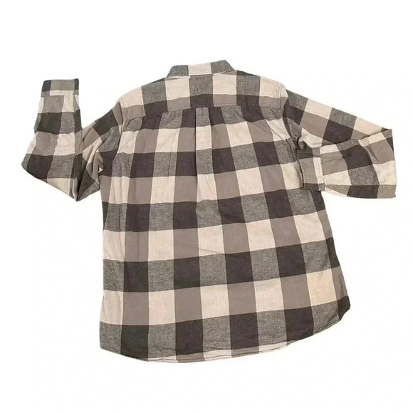 Eddie Bauer Cotton Flannel Long Sleeve Button Gray Checkered Shirt Men’s size L - Picture 2 of 8